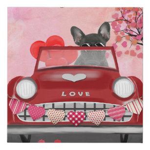 Lienzo De Imitación Bulldog francés con corazones de San Valentín