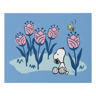 Lienzo De Imitación Cacahuetes   Jardín de flores Snoopy & Woodstock