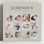 Lienzo De Imitación Calendario de fotos de Keepsake del primer año del<br><div class="desc">Recuerde el primer año de su bebé con este moderno collage de fotos minimalistas. Sencilla distribución de 12 fotos por cada mes del inicio de la vida del recién nacido. Make es un hermoso regalo para que los nuevos padres, abuelos u otros miembros de la familia se aferren a estos...</div>