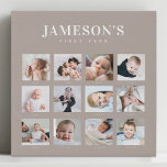 Lienzo De Imitación Calendario de fotos de Keepsake del primer año del<br><div class="desc">Recuerde el primer año de su bebé con este moderno collage de fotos minimalistas. Sencilla distribución de 12 fotos por cada mes del inicio de la vida del recién nacido. Make es un hermoso regalo para que los nuevos padres, abuelos u otros miembros de la familia se aferren a estos...</div>