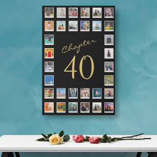 Lienzo De Imitación Collage de fotos 40 cumpleaños capítulo 40 grande