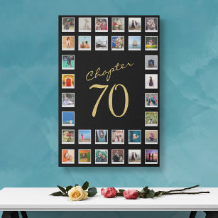 Lienzo De Imitación Collage de fotos 70 cumpleaños Capítulo 70 grande