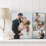 Lienzo De Imitación Collage de fotos boda 4 con ZigZag vertical<br><div class="desc">Crea tu propio lienzo falso con 4 de tus fotos bodas favoritas. La plantilla de la foto se configura para crear el collage de la foto con una foto principal de fondo y las otras tres imágenes formando un montaje vertical de zigzag. Sus fotos se muestran en formato horizontal con...</div>
