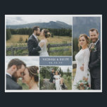 Lienzo De Imitación Collage de fotos Boda de fechas y nombres azules d<br><div class="desc">El lienzo falso romántico al que puedes añadir cuatro de tus fotos bodas en diferentes dimensiones con tus nombres y la fecha boda en blanco contra el azul pizarra. Lienzo falso de collage de fotos personalizado con fotos de bodas,  nombres y fecha de boda.</div>