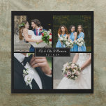 Lienzo De Imitación Collage de fotos de cuatro Bodas favoritos<br><div class="desc">Personalice con sus cuatro fotos,  nombre y fecha especial boda favoritos para crear un collage de fotos,  memoria y regalo único. ¡Un bonito tesoro! Puede personalizar del fondo a su color favorito. Diseñado por Thisisnotme©</div>