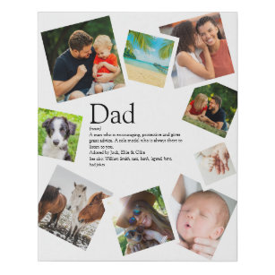 Lienzo De Imitación Collage de fotos de definición de nombre de padre 