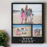 Lienzo De Imitación Collage de fotos de foto y texto personalizado de<br><div class="desc">Haz un dibujo de pared personalizado de foto-keepsake - imagen falsa de tela envuelta de Ricaso - agrega tus propias tres fotos y texto - foto collage keepsake regalos</div>