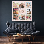Lienzo De Imitación collage de fotos de personalizados rosados de rosa<br><div class="desc">Un regalo único para un cumpleaños 90, celebrando su vida con un collage de 8 fotos, fotos propias. Personalice y agregue su nombre y una fecha. Oro rosa de moda, fondo rosa rubor. El nombre está escrito con una escritura de estilo con letras a mano moderna, el número 90 con...</div>