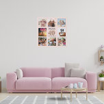Lienzo De Imitación Collage de fotos de personalizados rosados rosa de<br><div class="desc">Un regalo único para un 40 cumpleaños, celebrando su vida con un collage de 8 fotos, fotos propias. Personalice y agregue su nombre y una fecha. Oro rosa de moda, fondo rosa rubor. El nombre está escrito con un guión moderno de estilo con letras a mano, número 40 con un...</div>