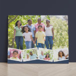Lienzo De Imitación Collage de fotos familiar w. Tira fotográfica de Z<br><div class="desc">Personalice este elegante lienzo falso con sus fotos familiares favoritas. La plantilla está preparada para que pueda añadir hasta 5 fotos. La foto principal será usada como fondo y las 4 fotos restantes serán distribuidas en una tira de fotos en zigzag a lo largo de la parte inferior. Este diseño...</div>
