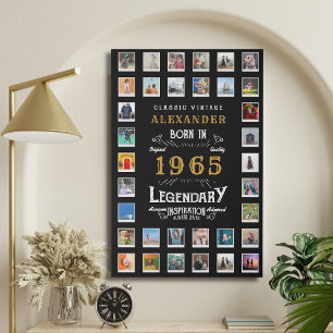 Lienzo De Imitación Collage de Fotos Familiares de 1965, cumpleaños nú