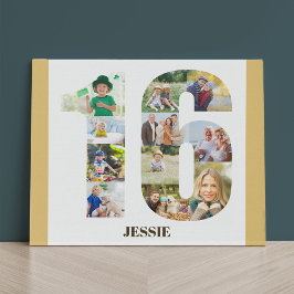 Lienzo De Imitación Collage de fotos número 16 Neutral 16º cumpleaños