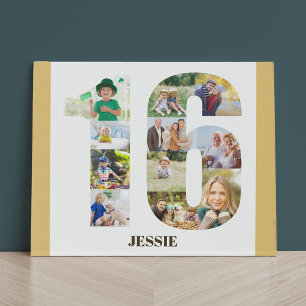 Lienzo De Imitación Collage de fotos número 16 Neutral 16º cumpleaños