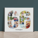 Lienzo De Imitación Collage de fotos número 66 Personalizado 66º cumpl<br><div class="desc">Crea tu propio regalo fotográfico personalizado para un cumpleaños número 66. Este claro collage de fotos está en la forma del número 66 en un fondo blanco con bordes grises de carbón. El collage puede contener 14 fotos y la plantilla está preparada para que añadas tus fotos favoritas. También puede...</div>