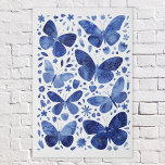 Lienzo De Imitación Color de agua de mariposa azul<br><div class="desc">Pintura de mariposa color azul marino y blanco índigo. Arte original de Nic Squirrell.</div>