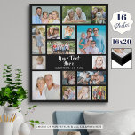 Lienzo De Imitación Color sencillo de 16 Collages de fotos Personaliza<br><div class="desc">Crea tu propia foto personalizado personalizada, en color, con imágenes falsas de tela de 16x20" utilizando esta plantilla de collage de fotos fácil de cargar con 16 imágenes cuadradas y rectangulares para acomodar una variedad de formas y tamaños de imágenes y de texto personalizado en tu elección de estilos y...</div>