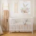 Lienzo De Imitación Conejo conejo conejo conejo conejo conejo rosa nom<br><div class="desc">Conejo de acuarela dulce en una cesta con flores de color pastel suave por todos lados. Perfecto para la guardería o la habitación de chicas.</div>
