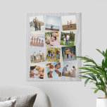 Lienzo De Imitación Crear su propio Collage de fotos 12 personalizado<br><div class="desc">Crea tu propia imagen personalizada de fotos collage de imágenes con imágenes de 12 de tus imágenes favoritas y fondo de grano de madera</div>
