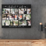 Lienzo De Imitación Cuadrícula masculina de Collage de fotos de marido<br><div class="desc">Collage de fotos boda al estilo moderno de cuadrícula de mampostería con cita manuscrita y 12 de tus fotos favoritas. La plantilla de fotos está configurada para que agregue sus imágenes, que se mostrarán automáticamente en formatos horizontales y verticales. La redacción romántica dice que el marido y la mujer están...</div>