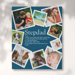 Lienzo De Imitación Definición de Stepdad 9 personalizada Foto azul<br><div class="desc">Personaliza con 9 fotos favoritas y texto personalizado para tu padrastro especial, padrastro o bono papá para crear un regalo único para el día del padre, cumpleaños, Navidades o cualquier día que quieras mostrar lo que significa para ti. Una manera perfecta de mostrarle lo increíble que es cada día. Diseñado...</div>