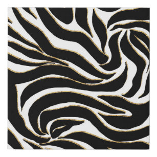 Lienzo De Imitación Elegante animal blanco de cebra de oro negro