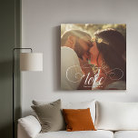 Lienzo De Imitación Elegante caligrafía de amor Boda de pareja<br><div class="desc">Elegante mantenimiento de bodas para recién casados,  El día de San Valentín,  compromiso,  mostrando tu foto favorita de pareja con un guión moderno que lee LOVE sobre tu texto personalizado como nombres y/o fecha o un mensaje personal sobre un gradiente oscuro para hacer que la tipografía destaque.</div>