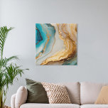 Lienzo De Imitación Elegante Moda dorada blanca azul agate Marble<br><div class="desc">Elegante lienzo de Moda de oro blanco azul Agate Marble Faux</div>