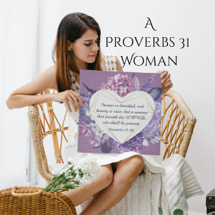 Lienzo De Imitación Elegante proverbios 31 mujer Floral KJV cita de la