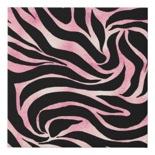 Lienzo De Imitación Elegante Rosa Purpurina de oro Zebra Black Animal 