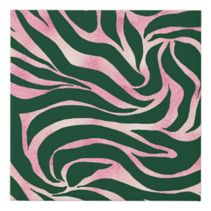 Lienzo De Imitación Elegante Rosa Verde Oro Purpurina Cebra
