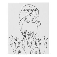 Feminine Line Art Woman Canvas Print