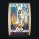 Lienzo De Imitación Feria Mundial de Chicago de 1933 - Art Deco retro<br><div class="desc">Hermoso poster retro Art Deco vintage de la Feria Mundial del Progreso de 1933 - Un siglo de progreso,  que muestra a mujeres paradas en el planeta Tierra entre líneas aéreas,  aviones y baches.</div>