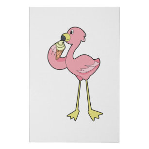 Lienzo De Imitación Flamingo con helado Waffle
