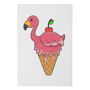 Lienzo De Imitación Flamingo con helado Waffle y Apple