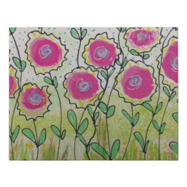 Lienzo De Imitación Flores rosas hojas verdes