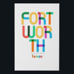 Lienzo De Imitación Fort Worth Texas Mid Century, Pop Art,<br><div class="desc">Fort Worth Texas clásico estilo retro de retroceso de los años 70 y 80. Colores primarios luminosos en el estilo artístico abstracto del siglo XX con elementos geométricos simples. Arte pop vintage. Simple negrita,  usa tu ciudad natal en voz alta.</div>
