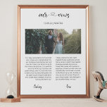 Lienzo De Imitación Foto boda con votos de amor moderno por caligrafía<br><div class="desc">poster boda totalmente editable con una foto de pareja personalizada y votos,  una fuente moderna de caligrafía cardíaca. ¡Un gran recuerdo boda para tu boda o como regalo perfecto para una pareja recién casada!</div>