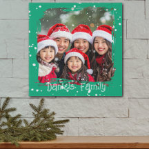 Foto de familia de Navidad con nieve linda