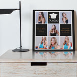 Lienzo De Imitación Foto de retrato principal de graduación de oro neg<br><div class="desc">Un personalizado distinguido de la graduación de un collage de fotos de grado superior, arte de lienzo falso con cuadrados negros de moda y texto dorado para un chica de secundaria graduado con la clase de 2025. Personalizar con sus fotos de retrato senior, el nombre de la escuela y la...</div>