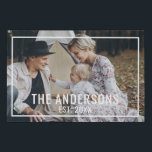 Lienzo De Imitación Foto del personalizado con apellido y año establec<br><div class="desc">Crea tu propio regalo de fotos personalizado agregando tu querida foto familiar para hacer tu diseño único. Decoración con apellido familiar y año establecido en estilo de letra sans serif moderno, con borde blanco. Perfecto como regalo para recién casados, regalo de vacaciones para la familia, favores de reunión familiar y...</div>