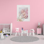 Lienzo De Imitación Foto personalizada Niña Bebé con flores rosadas<br><div class="desc">Dulce conejo color agua en una cesta acentúa tu foto favorita para este adorable falso lienzo en la pared. Flores suaves en tonos pastel por todos lados. Perfecto para la guardería de las niñas o para cualquier decoración de la habitación en casa.</div>