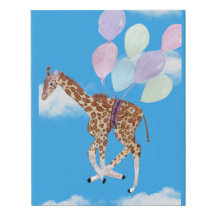 Giraffe volando con algunos globos