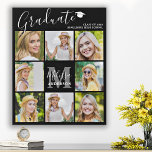 Lienzo De Imitación Graduación 8 Collage de fotos Negro personalizado<br><div class="desc">Celebre su graduación y dé un regalo especial personalizado con esta placa de graduación de collage de fotos personalizados. Esta placa de graduación de collage de fotos única presenta un primer monograma, nombre en guión, año de graduación y nombre escolar. Personalizar con 8 de tus retratos preferidos o fotos de...</div>