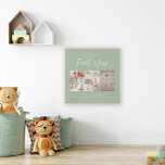 Lienzo De Imitación Guión de collage de fotos para bebés de primer año<br><div class="desc">Guión de collage de fotos para bebés de primer año estilo contemporáneo verde primer cumpleaños o Navidades regalo de decoración de casa.</div>