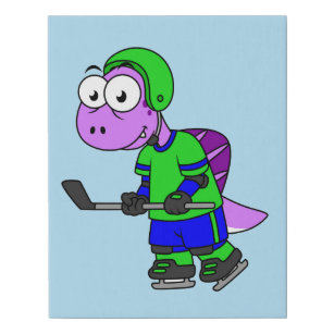 Lienzo De Imitación Ilustracion De Un Jugador De Hockey Spinosaurus.