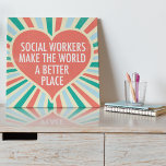 Lienzo De Imitación Inspirador trabajo social cita colores retro del c<br><div class="desc">Los trabajadores sociales hacen del mundo un lugar mejor. Un hermoso y inspirador regalo de trabajo social para un gerente de servicios sociales con un corazón retro bonito y colores alegres.</div>