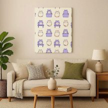 Kawaii Lavanda Gato Gordo Pastel Cuadro Prin