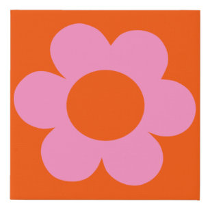 Lienzo De Imitación La Fleur 01 Naranja floral retro Flor perrito rosa