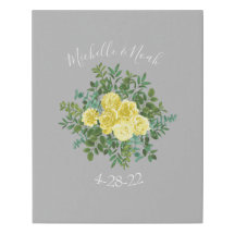 Ligero blanco amarillo y gris Rosa Boda Canvas de 
