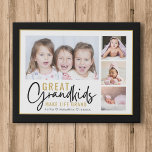 Lienzo De Imitación Los grandes nietos hacen que la vida sea un gran C<br><div class="desc">Un moderno regalo de collage de fotos para los abuelos con una frase sentimental "Los nietos hacen la vida grandiosa". Personalízate con 4 fotos y nombres de nietos para convertirlo en un regalo memorable para los Navidades el día de la madre,  el día de los abuelos y el cumpleaños.</div>